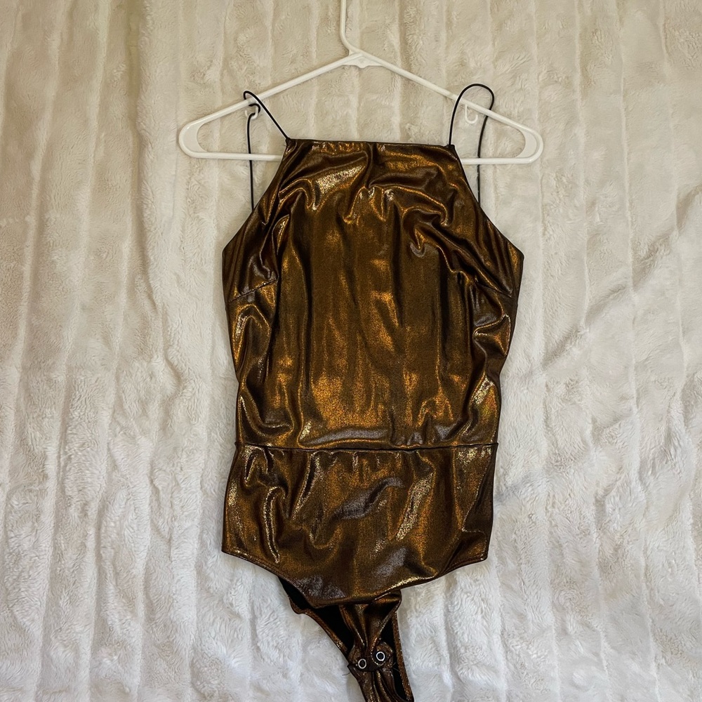 Bronze cut out body suit
